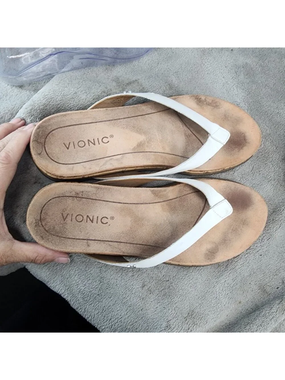 Vionic Shoes Womens  Size 6 Daniela White Leather Strap Cork Sandals *Read*